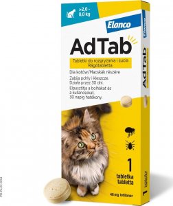 Elanco ELANCO AdTab 48mg tabletka na pchły i kleszcze dla kotów >2-8 kg 1