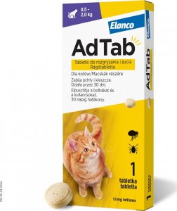 Elanco ELANCO AdTab 12mg tabletka na pchły i kleszcze dla kotów 0,5-2 kg 1