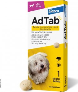 Elanco ELANCO AdTab 112mg tabletka na pchły i kleszcze dla psów >2,5-5,5 kg 1