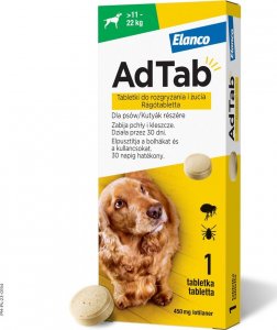 Elanco ELANCO AdTab 450mg tabletka na pchły i kleszcze dla psów >11 - 22 kg 1