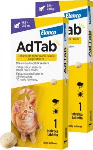 Elanco ELANCO 2xAdTab 12mg tabletka na pchły i kleszcze dla kotów 0,5-2 kg 1