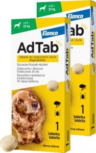 Elanco ELANCO 2xAdTab 450mg tabletka na pchły i kleszcze dla psów >11 - 22 kg 1