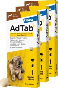 Elanco ELANCO 3xAdTab 56mg tabletka na pchły i kleszcze dla psów 1,3-2,5 kg 1