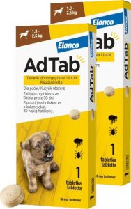 Elanco ELANCO 2xAdTab 56mg tabletka na pchły i kleszcze dla psów 1,3-2,5 kg 1