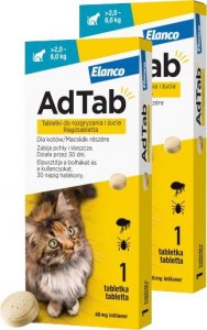 Elanco ELANCO 2xAdTab 48mg tabletka na pchły i kleszcze dla kotów >2-8 kg 1