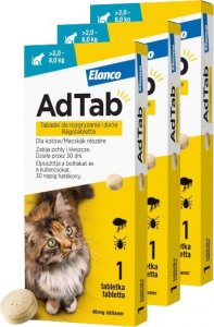 Elanco ELANCO 3xAdTab 48mg tabletka na pchły i kleszcze dla kotów >2-8 kg 1