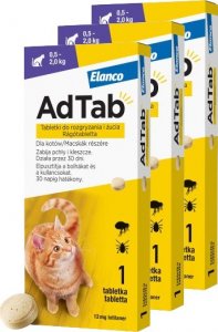 Elanco ELANCO 3xAdTab 12mg tabletka na pchły i kleszcze dla kotów 0,5-2 kg 1