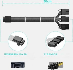 AsiaHorse Adapter przejściówka Przedłużacz 8 PIN 12VHPWR 600W 16 AWG AsiaHorse 2