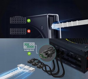 AsiaHorse Adapter przejściówka Przedłużacz 3*8 PIN 12VHPWR 600W 16 AWG AsiaHorse 3