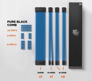 AsiaHorse Zestaw przedłużaczy kabli do zasilacza ATX 4 KIT Niebieskie 18 AWG AsiaHorse Sleeved 2