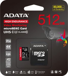 Karta ADATA High Endurance MicroSDXC 512 GB Class 10 UHS-I/U3 A2 V30 (AUSDX512GUI3V30SHA2-RA1) 5