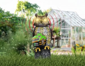NO PEST Solarny Dźwiękowy Odstraszacz Ptaków Makieta Ptaka Sowa na Ptaki Gołębie Szpaki 3