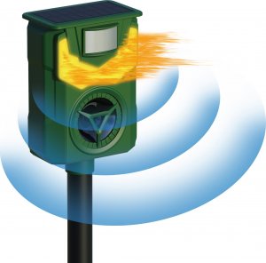 NO PEST Ultradźwiękowy, solarny odstraszacz na dzikie zwierzęta Flame Guard 5