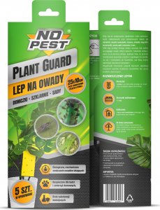 NO PEST Lep do Doniczek Szklarni Sadów 25x10cm (5 szt) Pułapki Lepowe Lepy na Mszyce Ziemiórki Muszki Mrówki i Inne Szkodniki Roślin 12