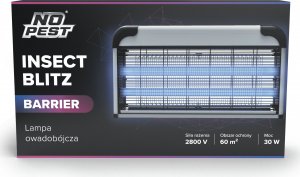 NO PEST Duża Lampa Owadobójcza Ścienna Insect Barrier Lampa na Komary Muchy Meszki Ćmy Mole Osy i Inne Owady na Ścianę 12