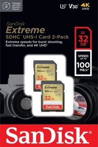Karta SanDisk Extreme SDHC 32 GB + 32 GB Class 10 UHS-I/U3 V30 (SDSDXVT-032G-GNCI2) 2