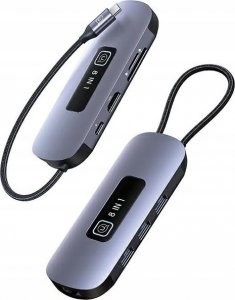 HUB USB Usams USAMS Adapter HUB 8in1 3xUSB 3.0/TF/SD/USB-C/HDMI/RJ45 PD100W gray/tarnish SJ643HUB01 (US-SJ643) 1