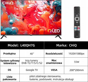 Telewizor CHiQ L40QH7G QLED 40'' Full HD Google TV 8