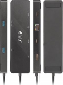 HUB USB Club 3D Club 3D dokovací stanice USB-C 3.2 Gen1 6in1 Hub 1x USB-C Video 4K60Hz, 1x HDMI 4K60Hz, 2x USB-A, USB-C PD 100W, RJ45 4