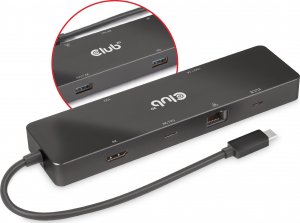 HUB USB Club 3D Club 3D dokovací stanice USB-C 3.2 Gen1 6in1 Hub 1x USB-C Video 4K60Hz, 1x HDMI 4K60Hz, 2x USB-A, USB-C PD 100W, RJ45 6