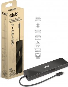 HUB USB Club 3D Club 3D dokovací stanice USB-C 3.2 Gen1 6in1 Hub 1x USB-C Video 4K60Hz, 1x HDMI 4K60Hz, 2x USB-A, USB-C PD 100W, RJ45 7