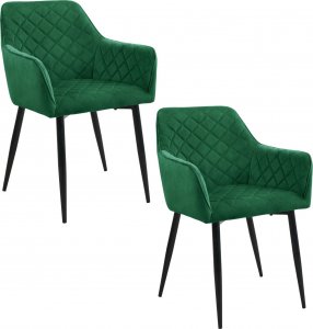Fabryka Mebli Akord 2x Welurowe krzesło tapicerowane pikowane SJ.082 Butelkowa Zieleń 1