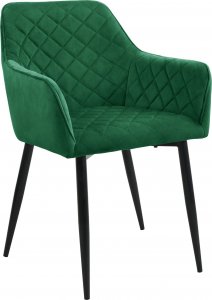 Fabryka Mebli Akord 2x Welurowe krzesło tapicerowane pikowane SJ.082 Butelkowa Zieleń 2