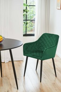 Fabryka Mebli Akord 2x Welurowe krzesło tapicerowane pikowane SJ.082 Butelkowa Zieleń 8