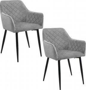 Fabryka Mebli Akord 2x Welurowe krzesło tapicerowane pikowane SJ.082 Szare 1