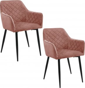 Fabryka Mebli Akord 2x Welurowe krzesło tapicerowane pikowane SJ.082 Różowy 1