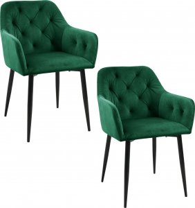 Fabryka Mebli Akord 2x Welurowe krzesło tapicerowane pikowane glamour SJ.030 Butelkowa Zieleń 1
