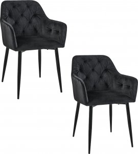 Fabryka Mebli Akord 2x Welurowe krzesło tapicerowane pikowane glamour SJ.030 Czarne 1