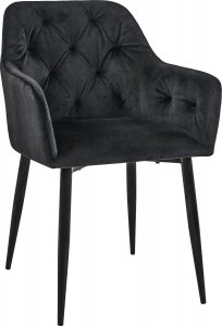 Fabryka Mebli Akord 2x Welurowe krzesło tapicerowane pikowane glamour SJ.030 Czarne 2