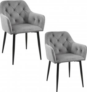 Fabryka Mebli Akord 2x Welurowe krzesło tapicerowane pikowane glamour SJ.030 Szare 1