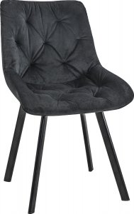 Fabryka Mebli Akord Welurowe krzesło tapicerowane pikowane SJ.33 Czarne 1