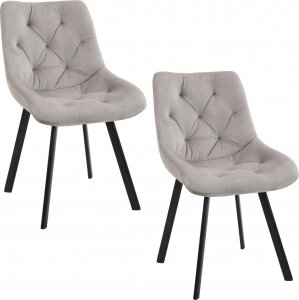 Fabryka Mebli Akord 2x Welurowe krzesło glamour tapicerowane pikowane SJ.33 Beżowe 1