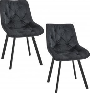 Fabryka Mebli Akord 2x Welurowe krzesło glamour tapicerowane pikowane SJ.33 Czarne 1
