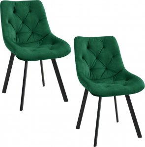Fabryka Mebli Akord 2x Welurowe krzesło glamour tapicerowane pikowane SJ.33 Butelkowa Zieleń 1