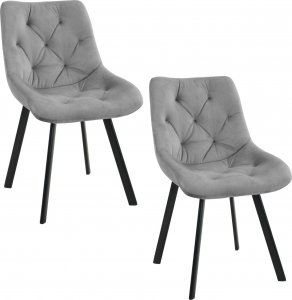 Fabryka Mebli Akord 2x Welurowe krzesło glamour tapicerowane pikowane SJ.33 Szare 1