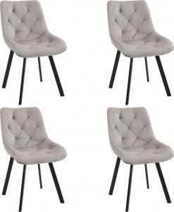 Fabryka Mebli Akord 4x Welurowe krzesło tapicerowane glamour pikowane SJ.33 Beżowe 1
