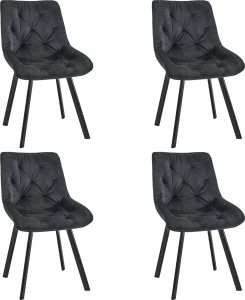 Fabryka Mebli Akord 4x Welurowe krzesło tapicerowane glamour pikowane SJ.33 Czarne 1