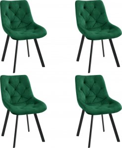 Fabryka Mebli Akord 4x Welurowe krzesło tapicerowane glamour pikowane SJ.33 Butelkowa Zieleń 1