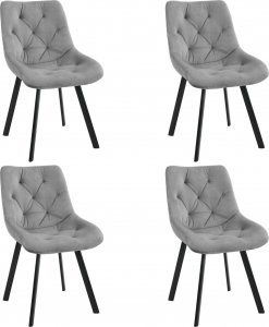 Fabryka Mebli Akord 4x Welurowe krzesło tapicerowane glamour pikowane SJ.33 Szare 1