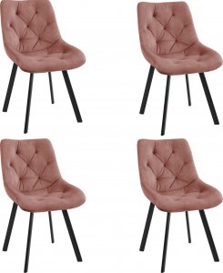 Fabryka Mebli Akord 4x Welurowe krzesło tapicerowane glamour pikowane SJ.33 Różowe 1