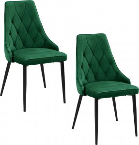 Fabryka Mebli Akord 2x Welurowe krzesło tapicerowane pikowane glamour SJ.054 Butelkowa Zieleń 1