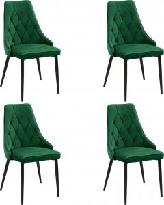 Fabryka Mebli Akord 4x Welurowe krzesło tapicerowane pikowane SJ.054 Butelkowa Zieleń 1
