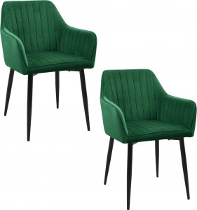 Fabryka Mebli Akord 2x Welurowe krzesło tapicerowane pikowane SJ.040 Butelkowa Zieleń 1