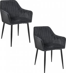 Fabryka Mebli Akord 2x Welurowe krzesło tapicerowane pikowane SJ.040 Czarne 1