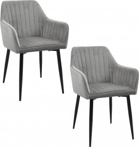 Fabryka Mebli Akord 2x Welurowe krzesło tapicerowane pikowane SJ.040 Szare 1
