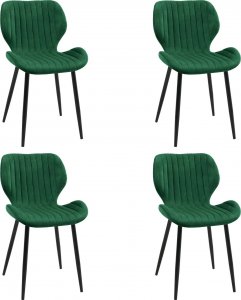 Fabryka Mebli Akord 4x Welurowe krzesło tapicerowane pikowane glamour SJ.17 Butelkowa zieleń 1